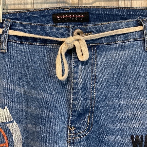 M society Mens Graphic Slim Jeans With Drawstring Waist Cord | 42x32 - Picture 7 of 12